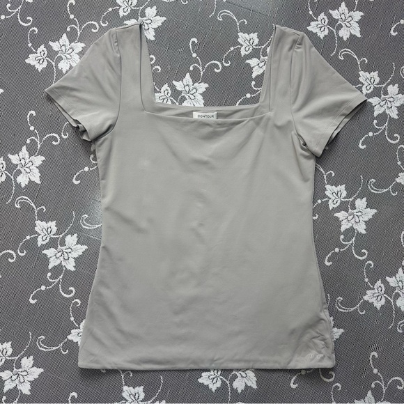 Aritzia Contour Square-neck T-shirt in Grey Sz XL - Picture 2 of 8